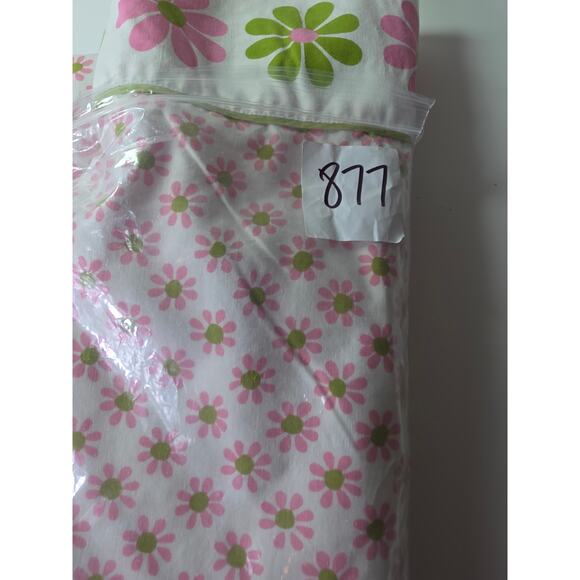 Vintage Lady Pepperell Pink Green Daisy TWIN Flat Sheet + Pillow Case (1) - Picture 7 of 7